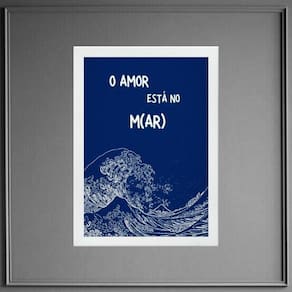 Quadro Decorativo Amor Está No Mar 45X34Cm - Com Vidro