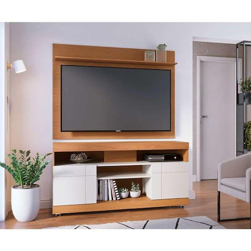 imagem-rack yara 2 pt freijó e off white 136 cm - Marrom