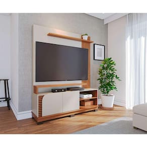 estante para home theater e tv até 65 polegadas jurerê 2 pt off white e freijó