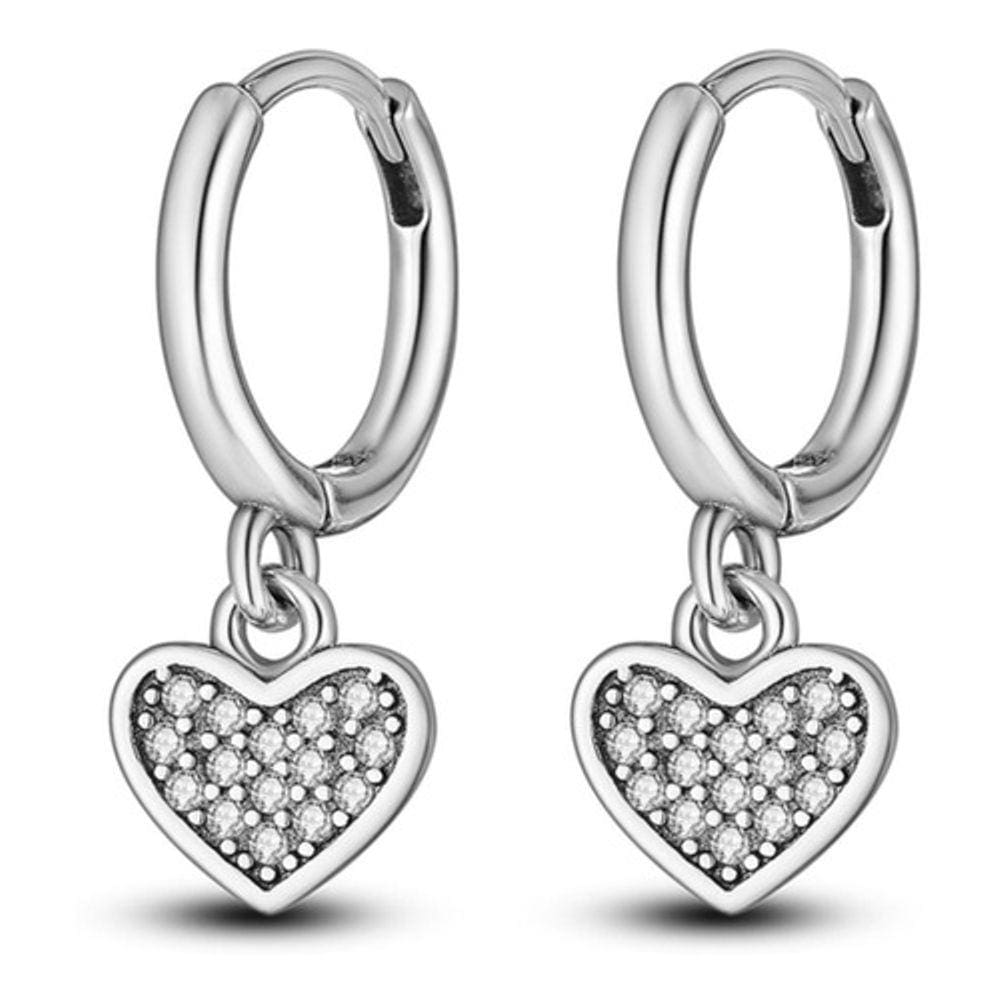 Brinco Argola Coração Zircônia Prata 925