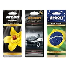 3 Aromatizante P/Carro Areon Vanilla,Sport Luxgold,Brazilian
