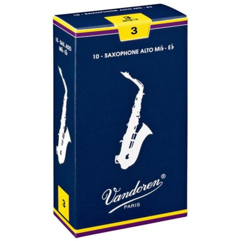 Palheta Tradicional Para Saxofone Alto 3 Vandoren SR213 - CX / 10 [F002]