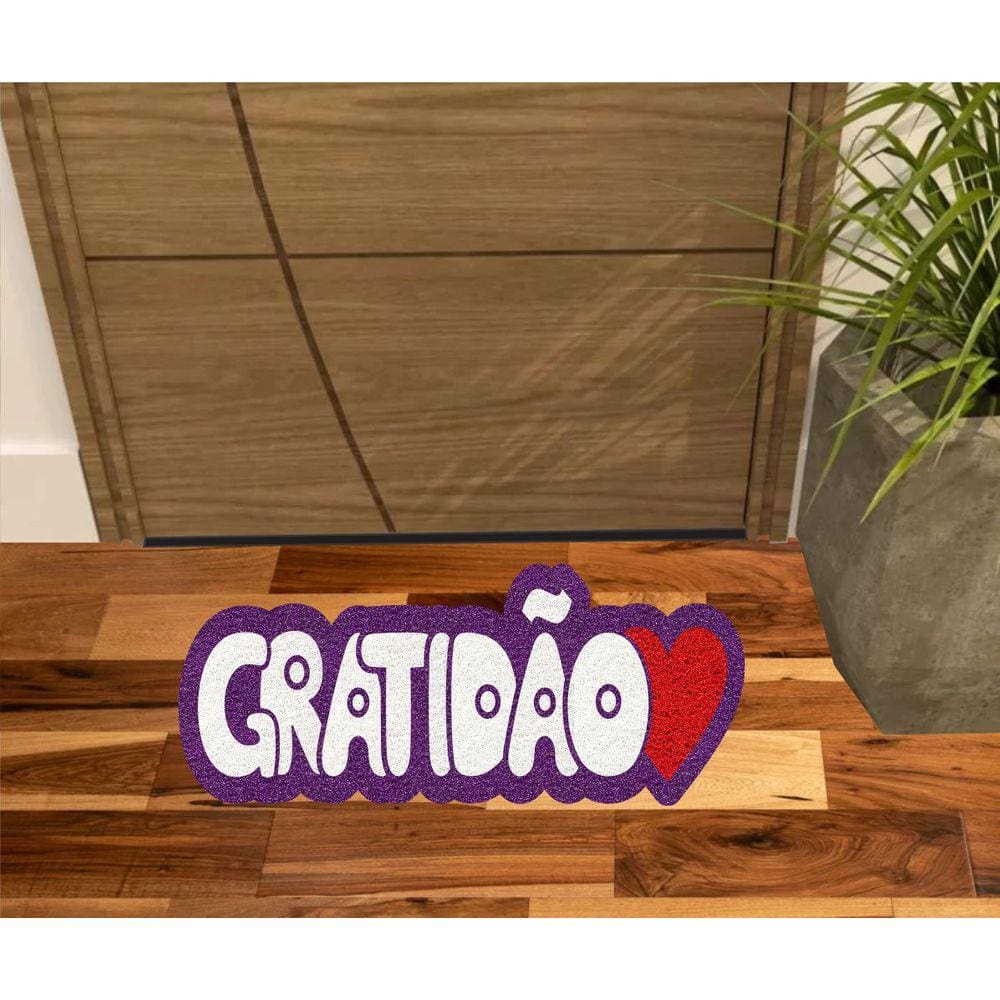 Tapete Vinil Gratidão No Formato 70X30 cm Antiderrapante.