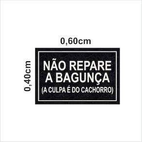 Tapete Capacho Divertido Não Repare Na Bagunça Preto e Prata