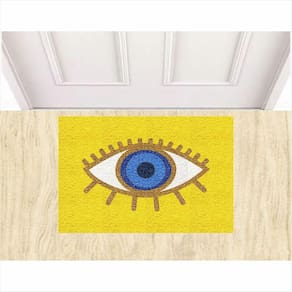 Tapete Olho Grego 0,60X0,40 Cm Amarelo Antiderrapante.