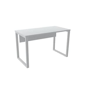 Mesa de Escritório Pé Tubular PE25 em MDP 170 x 70 cm Branca com Base Branca