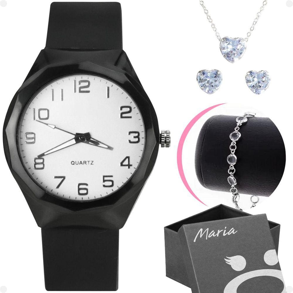 Relogio Feminino Aço Prova Dagua + Caixa Ajustavel Qualidade Premium Coração Social Moda