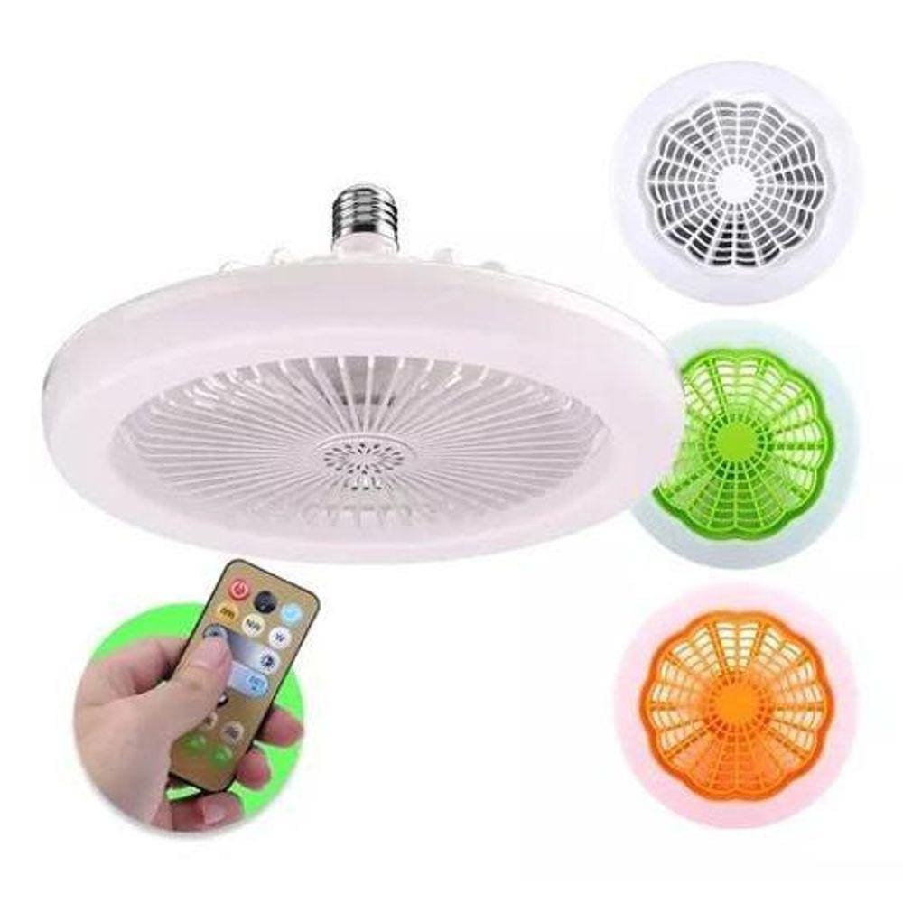 Ventilador Com Lâmpada De Teto Led: Luz Ajustável E E27 30W
