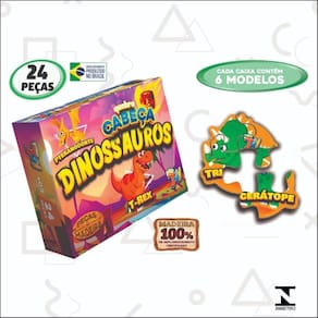 Quebra Cabeça Formas Dinossauro 24 Peças MDF - Paper Toy
