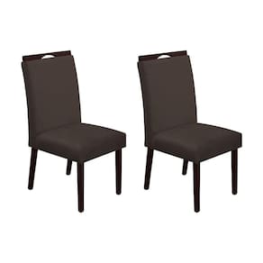 Kit 2 Cadeiras De Jantar Madeira Maciça Castanho Premium Heloísa Veludo Marrom - Cor: Marrom