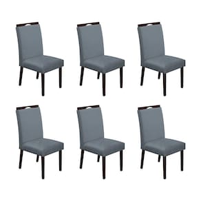 Kit 6 Cadeiras De Jantar Madeira Maciça Castanho Premium Heloísa Veludo Cinza - Cor: Cinza