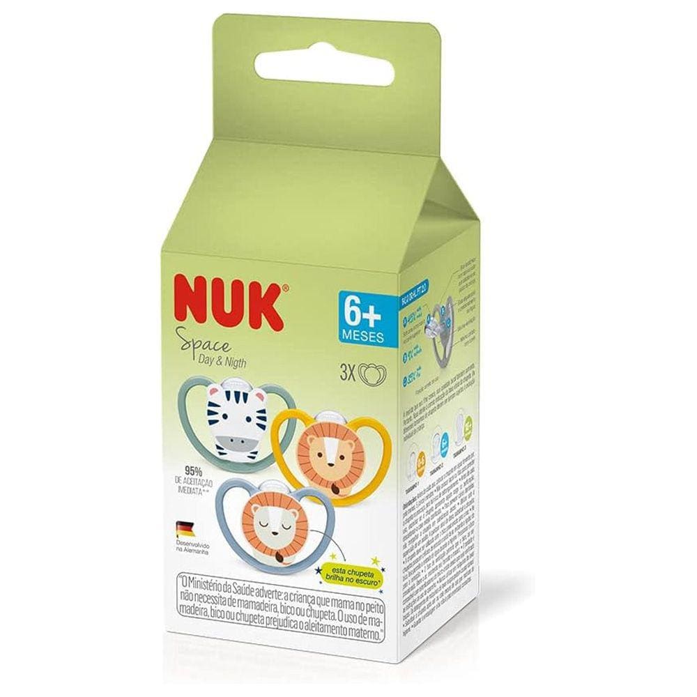 Chupeta Space +6m Day e Night Neutra 3und Nuk