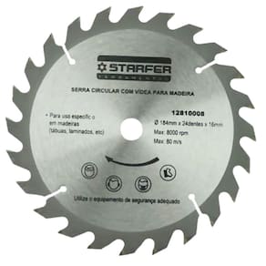 Serra Circular com Videa para Madeira 7.1/4" x 16mm x 24 Dentes- Starfer