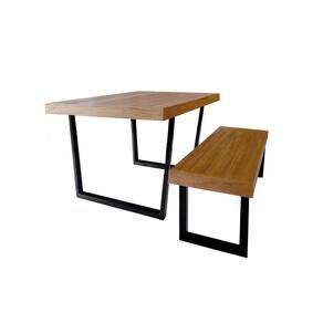 Conjunto Mesa Industrial Eco Lanna 2,50m Ferragem Preta com Banco Industrial Eco Lanna