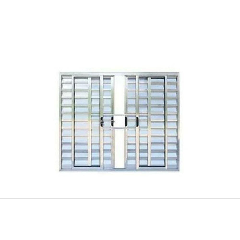 Veneziana 100x100 6 Folhas c/Grade - Alumínio Brilhante - Linha 18 Modular