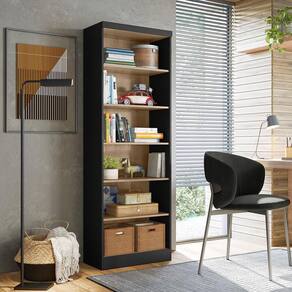 Estante Livreiro 1404 Qmovi Preto Carvalho