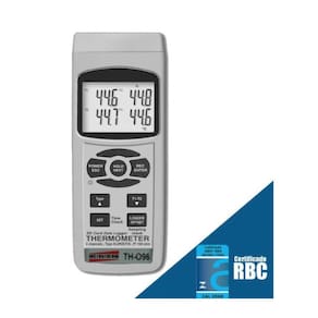 Termômetro Digital Tipo K E J C Rs-232 Datalogger 16000 Dados Memória Máx Mín Th-096 Portátil Instrutherm Certificado