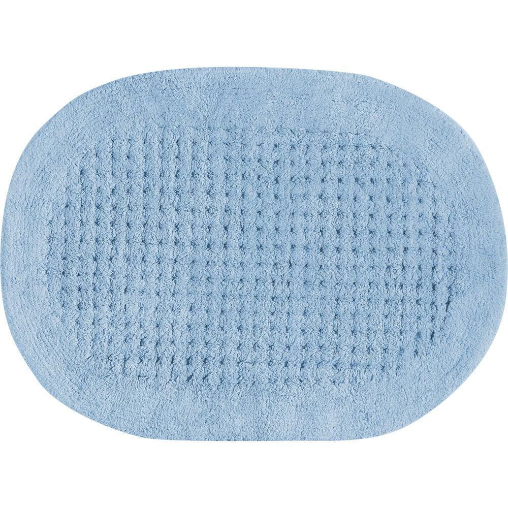 Tapete De Banheiro Algodão Oval Vizapi Dotz Vz3787 60X90Cm Azul