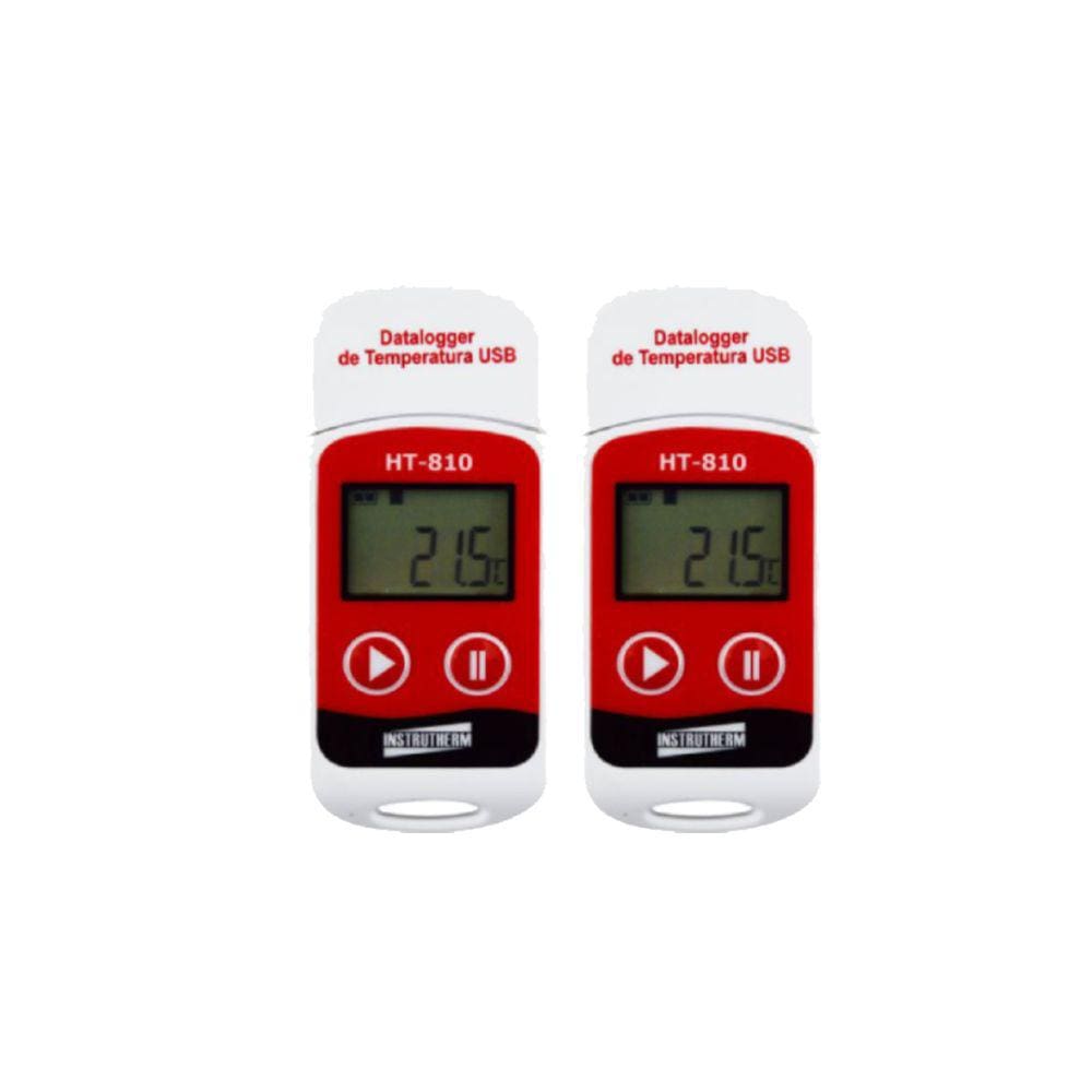 Kit 2 Datalogger Digital Escala -30 A 70°C 32000 Dados Termômetro °C °F Usb Software Ht-810 Portátil Instrutherm
