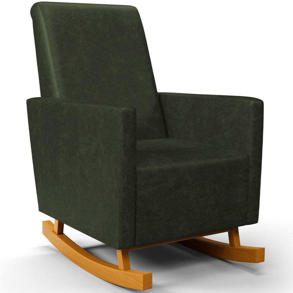Poltrona de Amamentação com Balanço Ravena W01 Couríssimo Verde Musgo - Lyam Decor