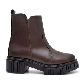 Bota Feminina Couro Salto Alto Zíper Confortável Casual