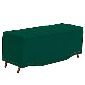 Recamier Calçadeira Baú Belize Casal King 195cm Veludo Verde - Montanaris Decor