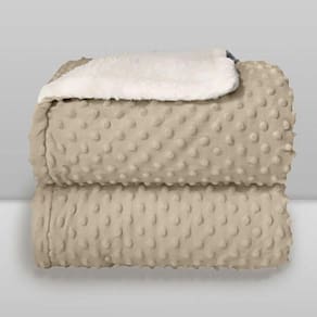 Cobertor Plush com Sherpa Dots Bege - Laço Bebê