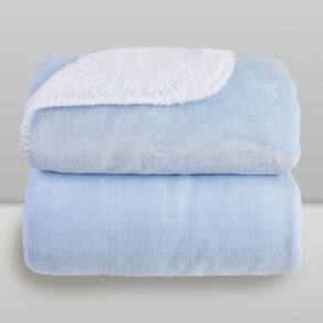 Cobertor Microfibra Plush Com Sherpa Azul - Laço Bebê