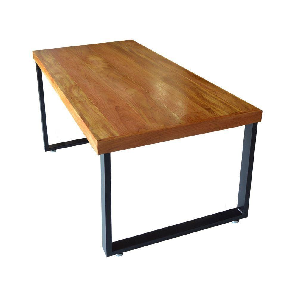Mesa Industrial Eco Bernardo Madeira Maciça 1,50m com Ferro Preto