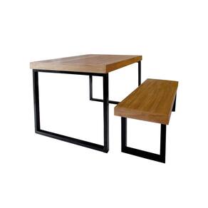Conjunto Mesa Industrial Eco Bernardo 1,30m Ferragem Preta com Banco Industrial Eco Bernardo