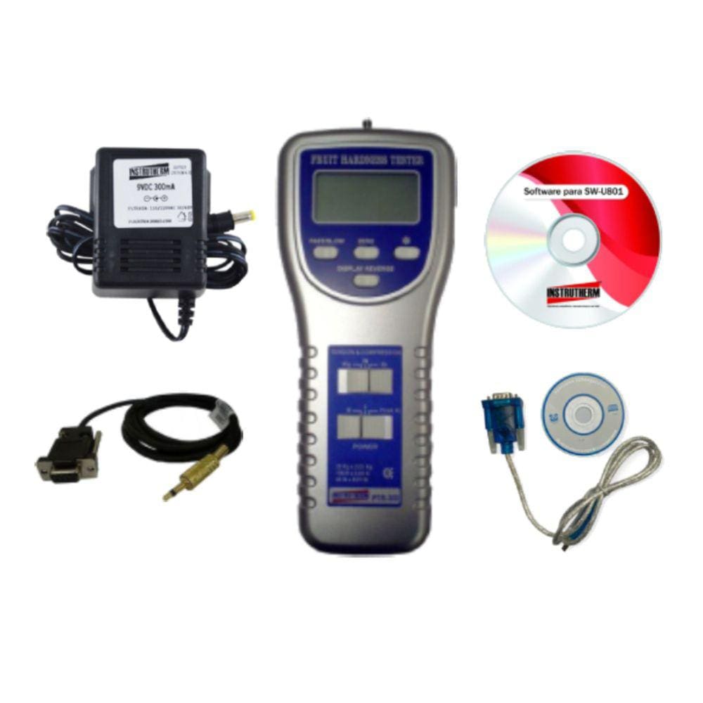 Kit Penetrômetro Digital Tensão Compressão 0 A 20Kg Ptr-300 Portátil Pontas Estojo Cabo Extensor Software Pc Adaptador
