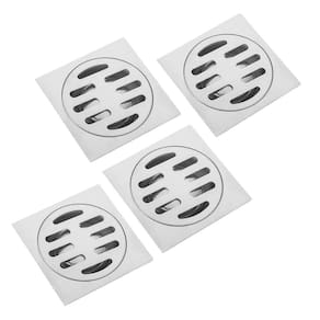 Ralo Aço Inox 10x10 Banheiro Lavabo Kit 4 Unidades Anti Odor Anti Inseto Higienico Resistente Seguro
