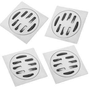 Ralo Aço Inox 10x10 Banheiro Lavabo Kit 4 unidades Anti Inseto Anti Odor Resistente Higienico