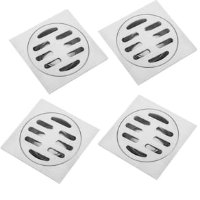 Ralo 10x10 Aço Inox Kit 4 Unidades Banheiro Lavabo Anti Odor Anti Inseto Higienico Resistente Seguro