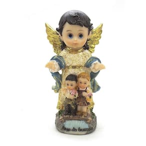 Imagem Anjo Da Guarda Infantil Importado Resina 12 Cm
