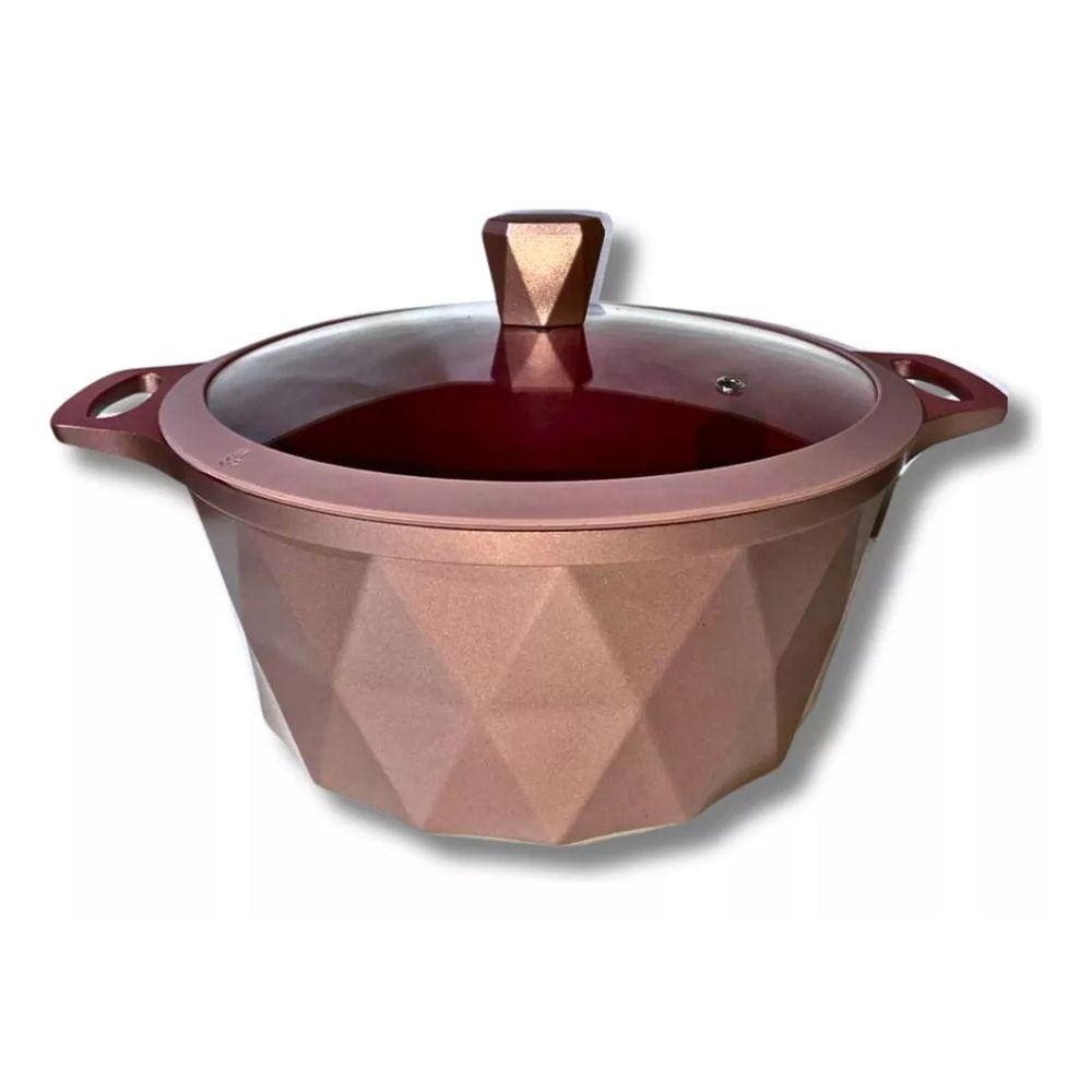 Caçarola N°28 Diâmante Fundo Triplo Indução C Tampa De Vidro