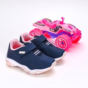 Tênis Infantil Kidy Play Marinho Rosa com Brinquedo