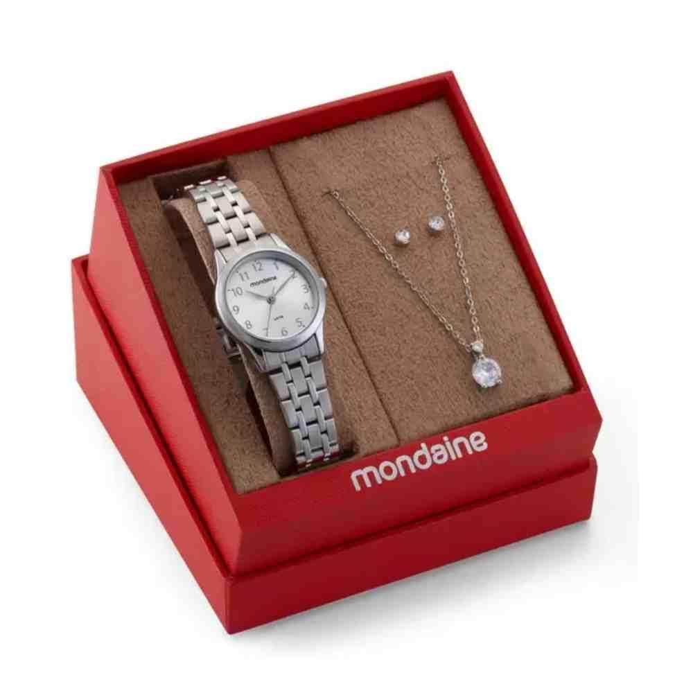 Kit Relógio Mondaine Prata Feminino 32608L0Mkne2K1