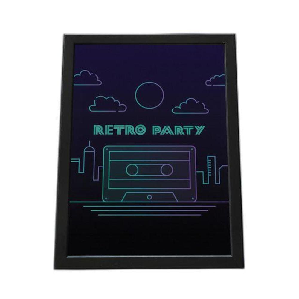 Quadro Com Moldura Retro Party Desenho Linhas
