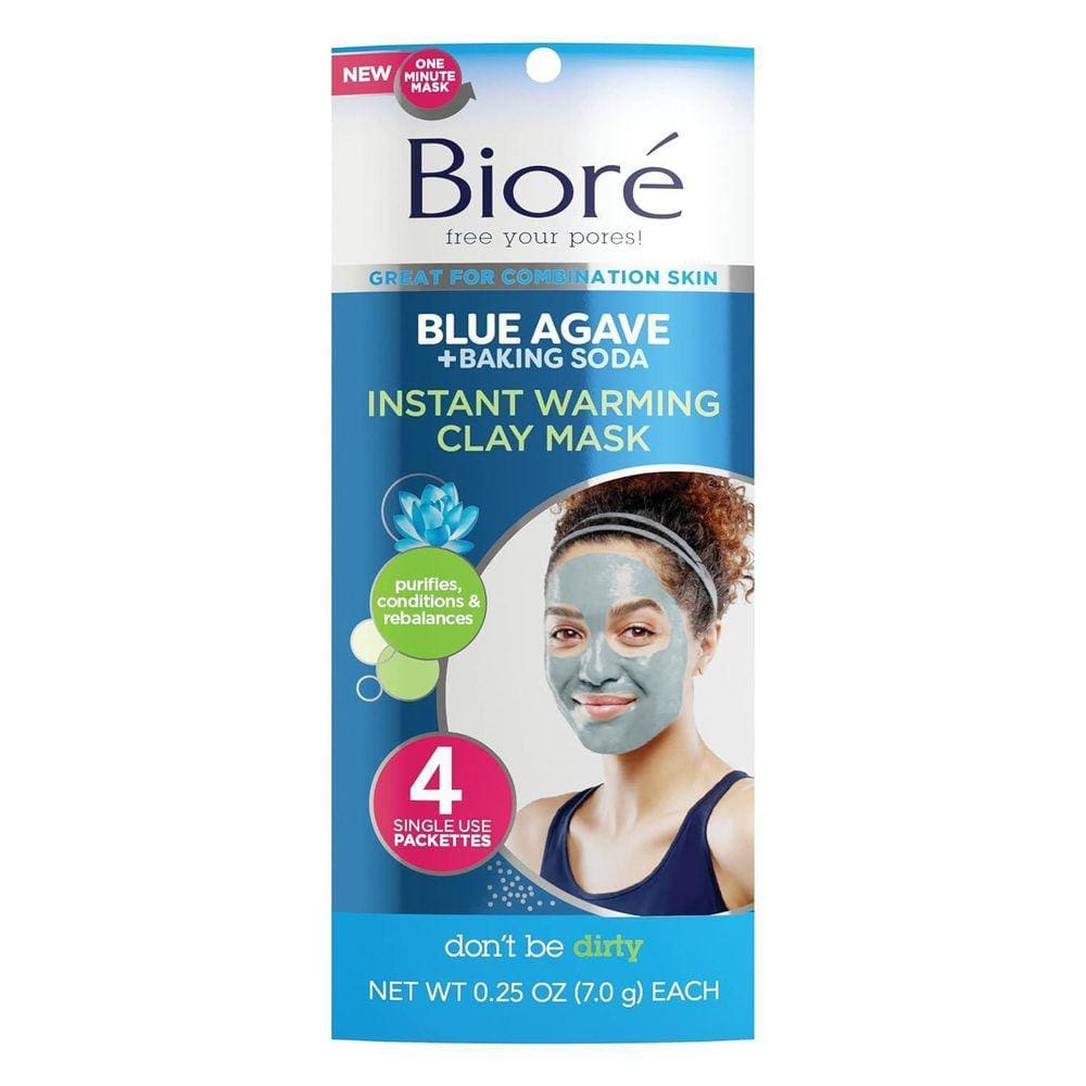 Bioré Blue Agave Máscara Argila Limpeza Profunda -4 Unidades