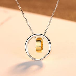 Colar Page & Mag Geometric Double Ring S925 Silver Feminino