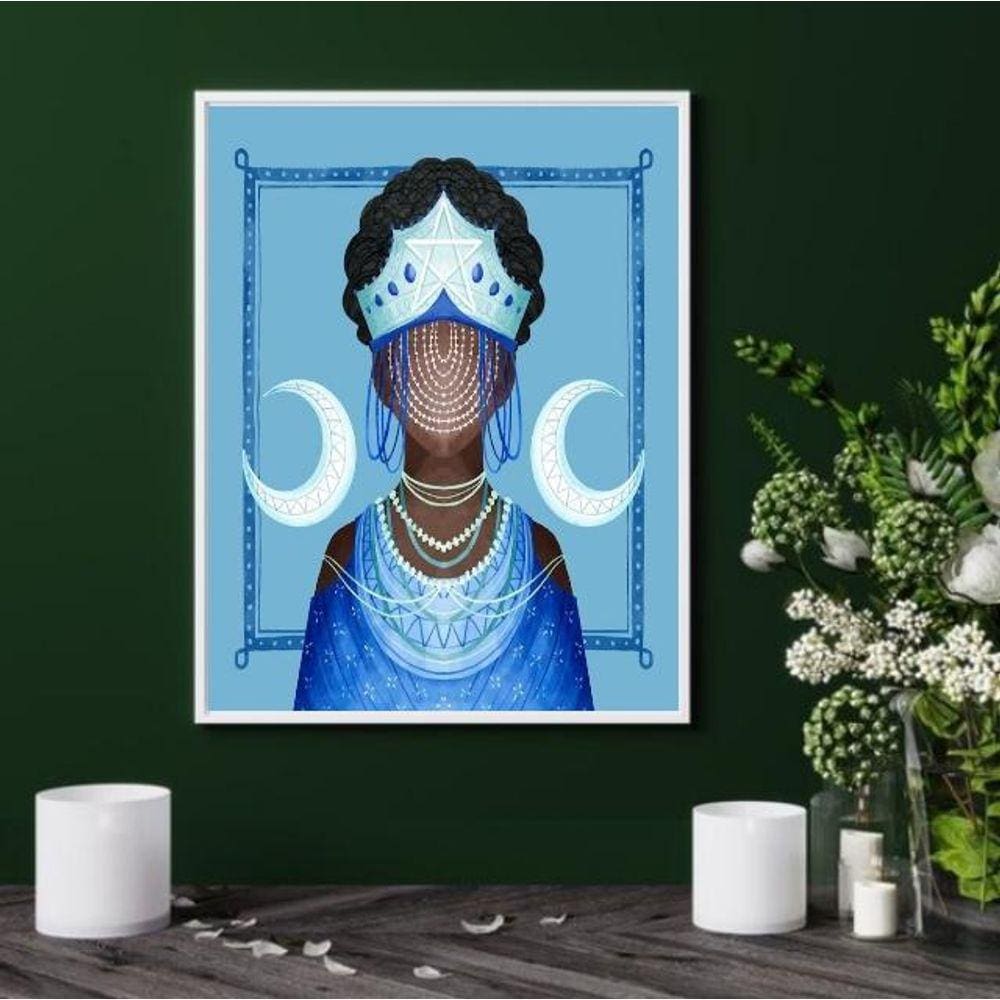 Quadro Orixá Iemanjá Negra - Candomblé 60X48Cm