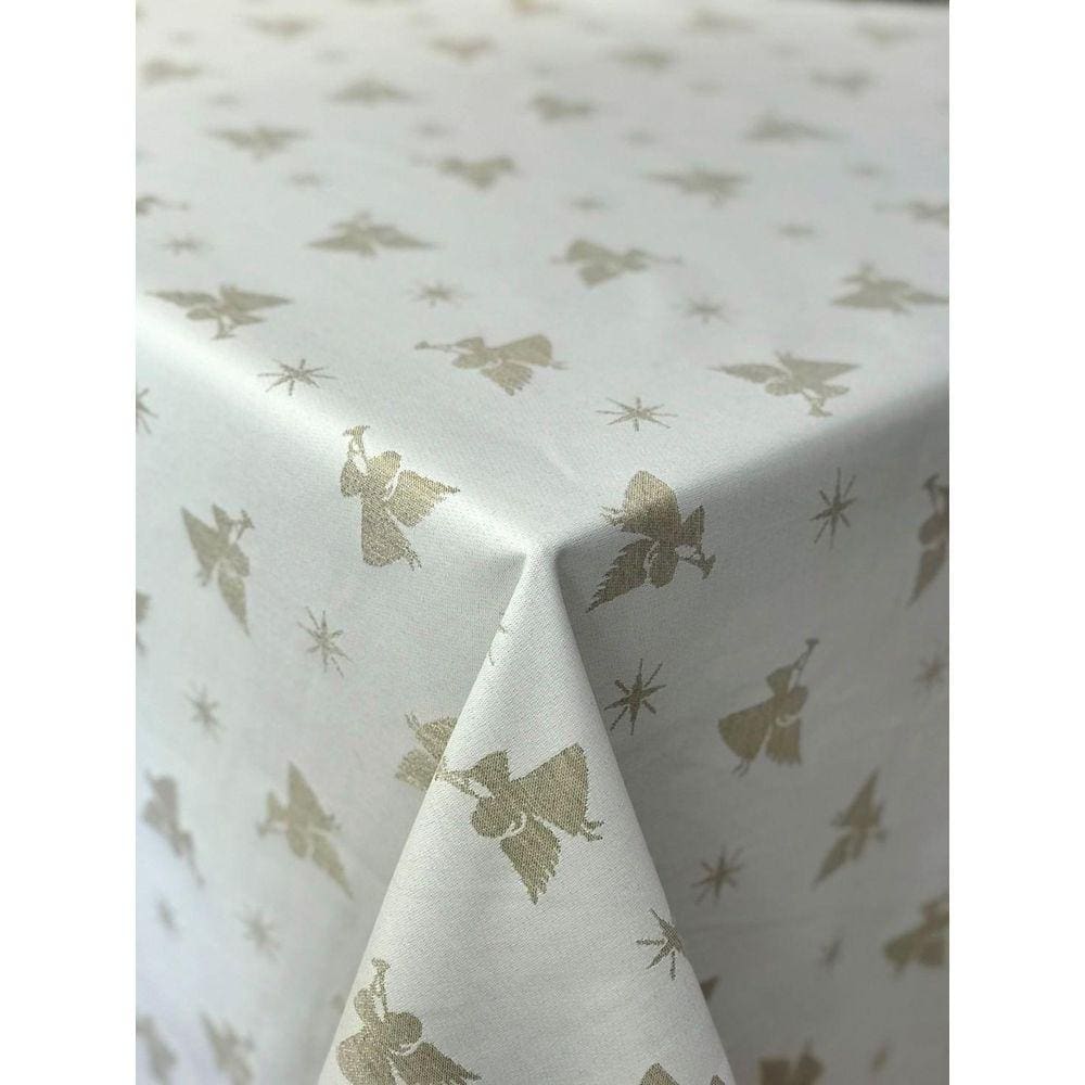 Toalha De Mesa Anjo Dourados Em Jacquard 1.60X2.20M