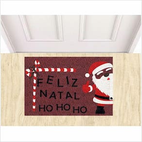 Tapete Decoração Feliz natal Ho Ho Papai Noel 60X40 cm Bordo