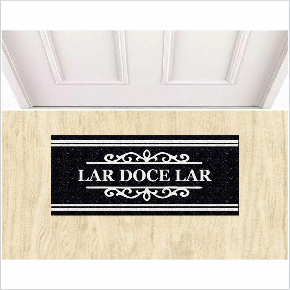 Tapete Decorativo Lar Doce Lar 70X30 cm Preto Antiderrapante
