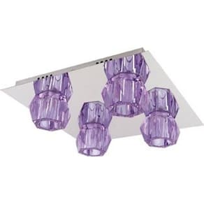 Plafon Demeter Quádruplo Cristal Lilás Sextavado Para Led
