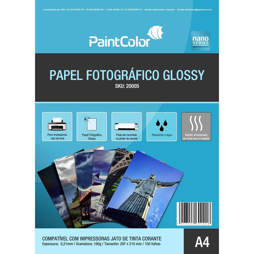 Papel Fotográfico Glossy A4 180g 100 Folhas