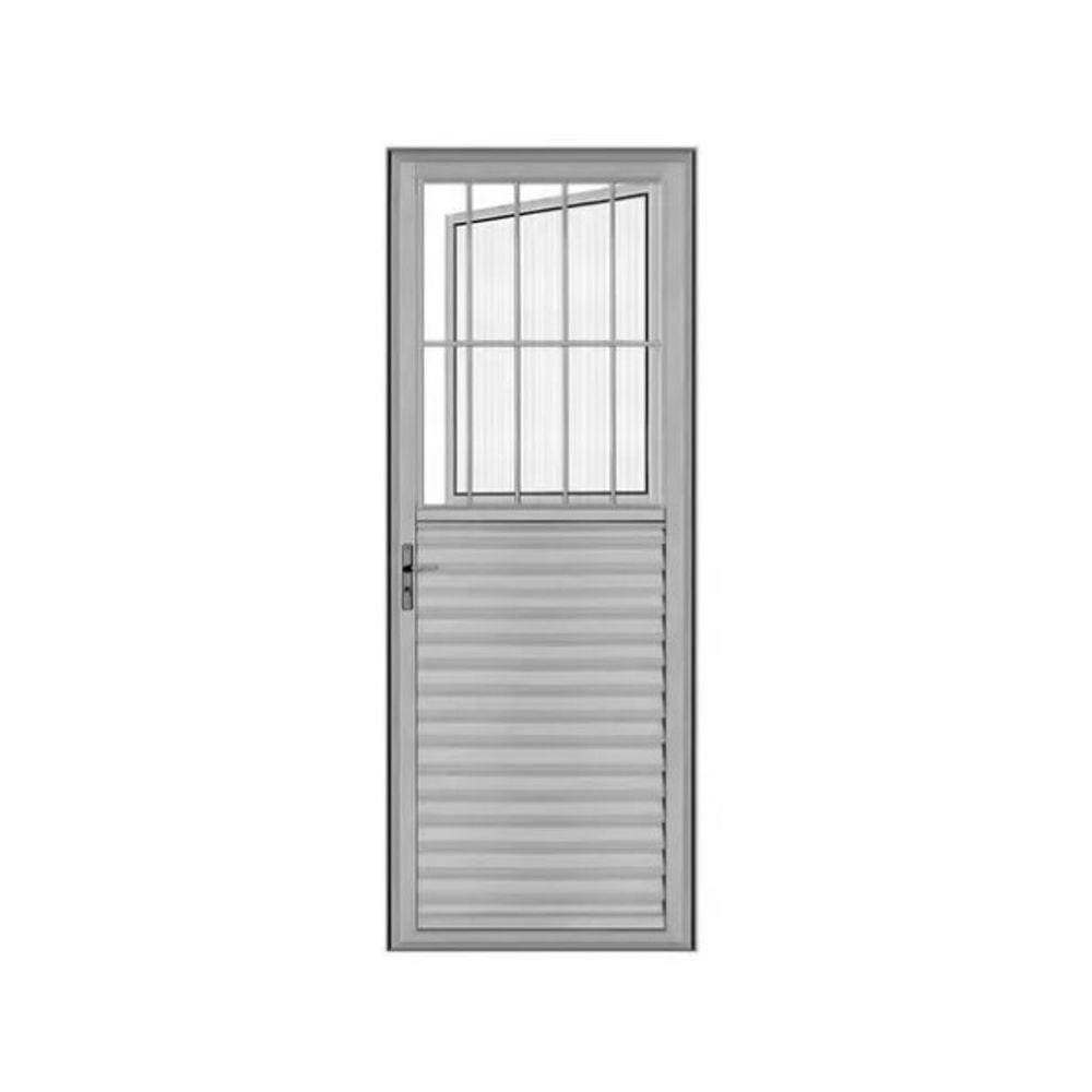 Porta Social 210x80 L/Esq. - Alumínio Brilhante - Linha 25