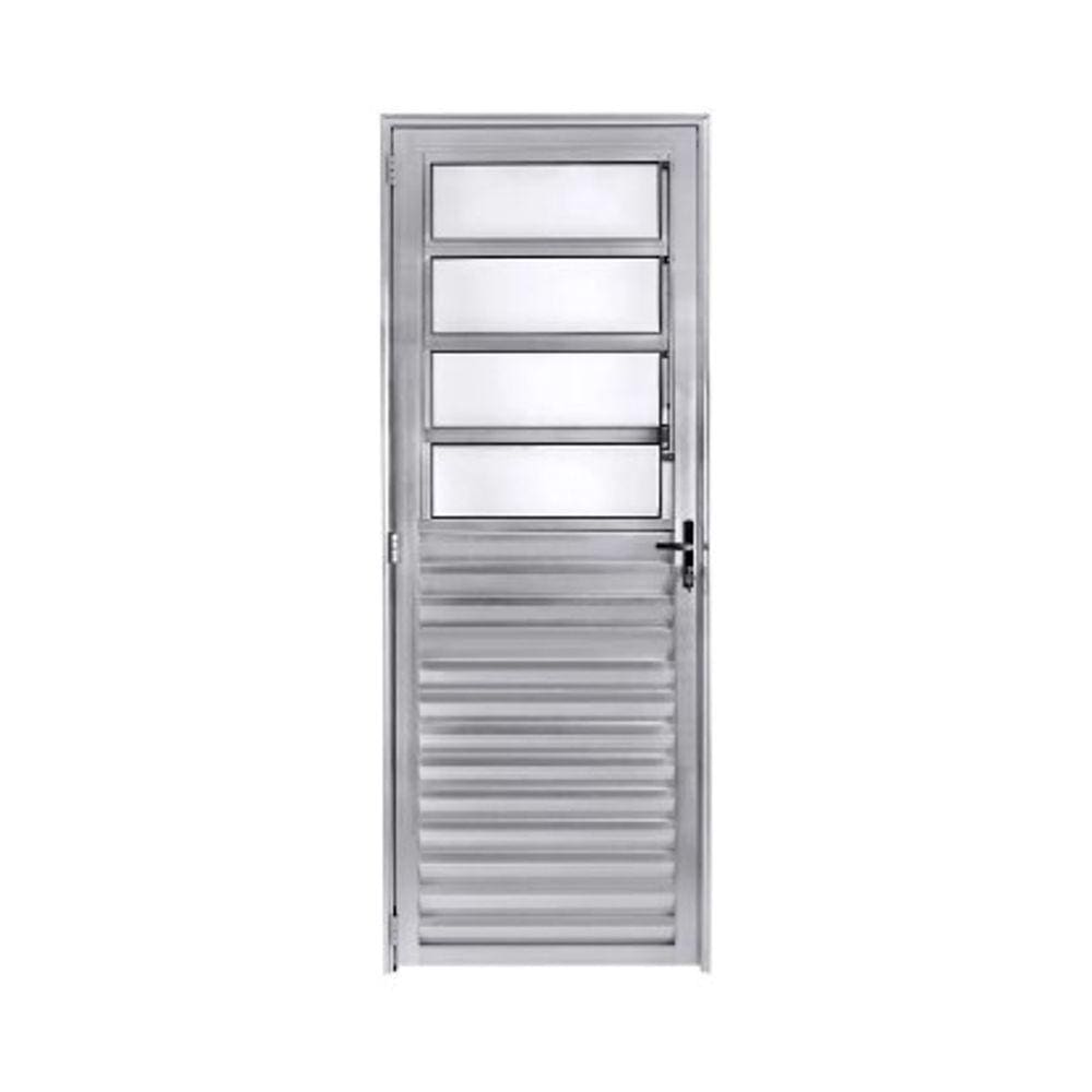 Porta Basculante 210x70 L/Esq. - Alumínio Brilhante - Linha 25