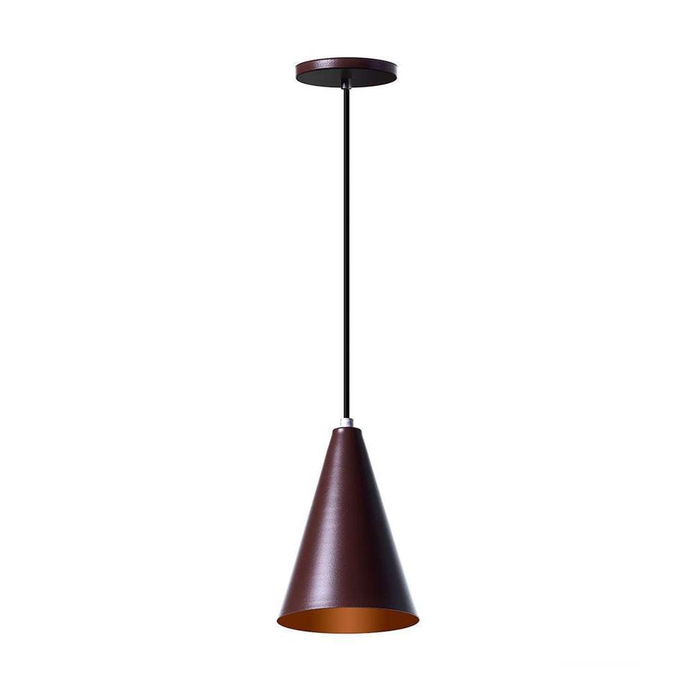 Lustre Pendente Cone P Em Alumínio Marrom 18cm